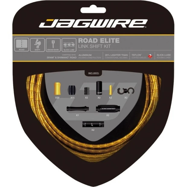Kit Câblerie Dérailleur Jagwire Road Elite Link Shift RCK552 - Or 1 Kit Câblerie Dérailleur Jagwire Road Elite Link Shift RCK552 - Or